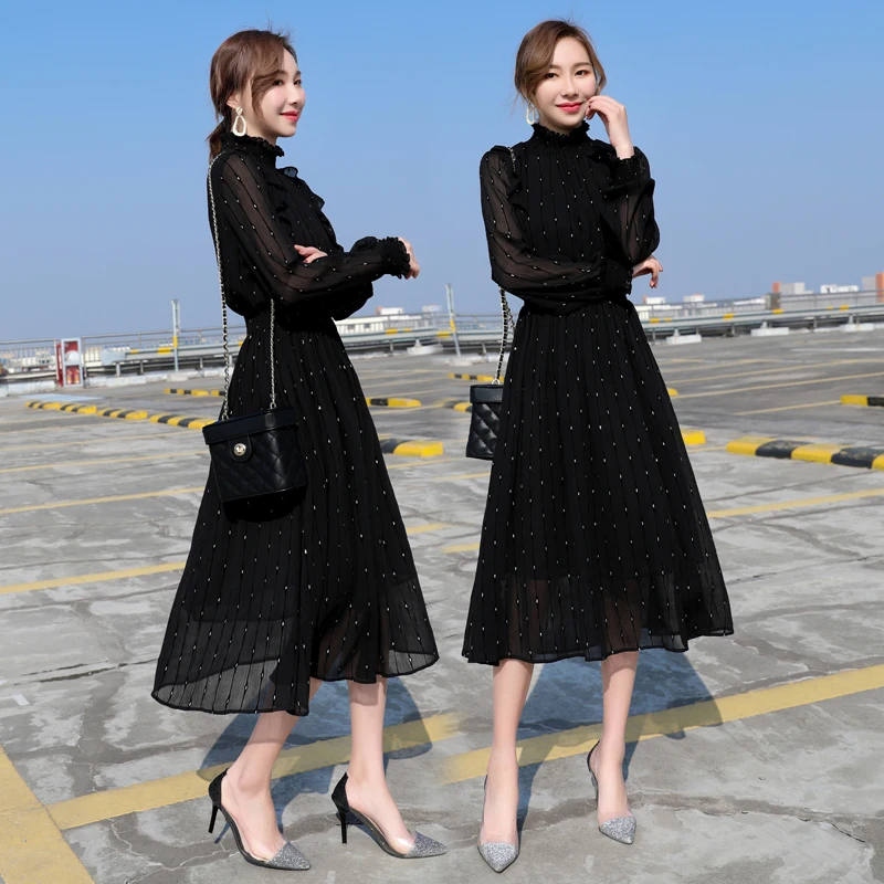 Black Party Elegant Mesh Sleeve Spring Autumn Polka Dot Solid Dress Autumn Women Fashion Dresses
Black Party Elegant Mesh Sleeve Spring Autumn Polka Dot Solid Dress Autumn Women Fashion Dresses