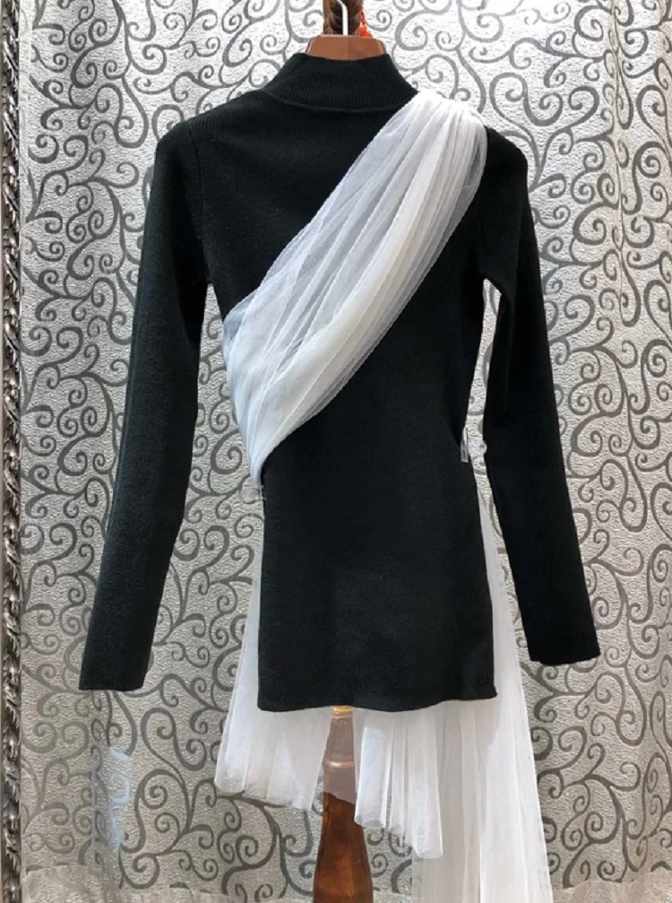 2020 Spring Fashion Sweaters High Quality Pullovers Women Hollow Out Sexy Front White Mesh Patchwork Long Sleeve Black Jumpers
2020 Spring Fashion Sweaters High Quality Pullovers Women Hollow Out Sexy Front White Mesh Patchwork Long Sleeve Black Jumpers