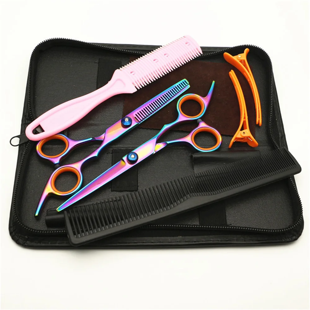 7pcs/set Colorful Hair Cutting Scissors Shears/thinning/comb/ Set Hairdressing Salon Barber Suitable For Slicing Styling Cutting
7pcs/set Colorful Hair Cutting Scissors Shears/thinning/comb/ Set Hairdressing Salon Barber Suitable For Slicing Styling Cutting
