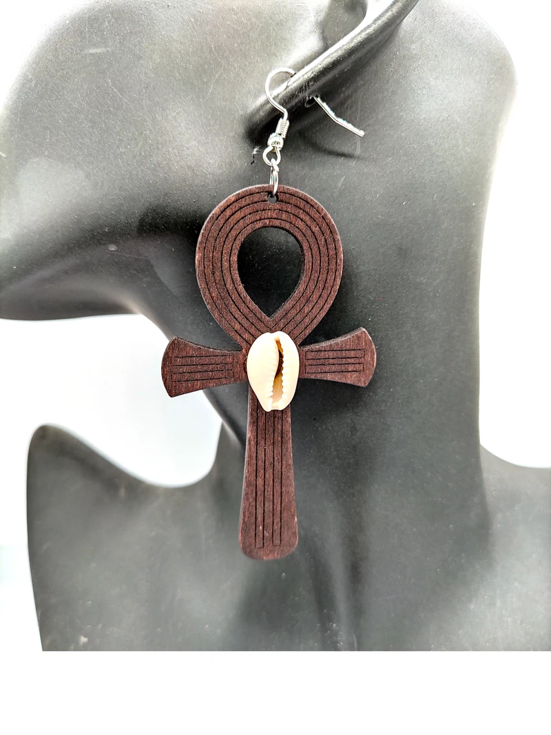 Деревянные серьги Ankh | Украшения и аксессуары