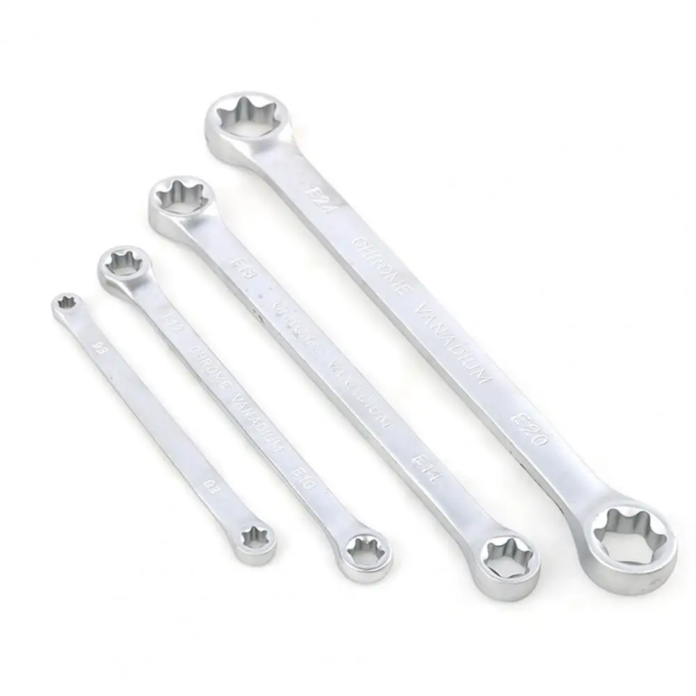 4Pcs E6-E24mm Wrench Group E-type High Torque Chromium Vanadium Steel Dual-head Torx Spanners for Equipment Repair
4Pcs E6-E24mm Wrench Group E-type High Torque Chromium Vanadium Steel Dual-head Torx Spanners for Equipment Repair