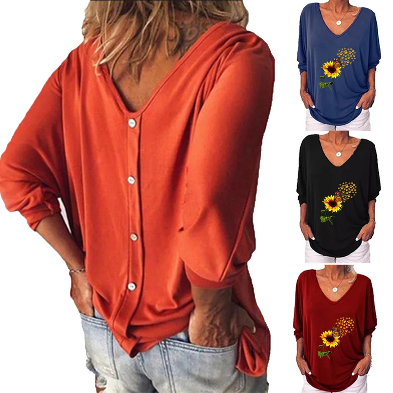 Women Fashion Tops 2021 Autumn Sunflower Floral Printed T Shirt V Neck Baggy Long Sleeve Casual Pullover Tops Graphic T Shirts
Women Fashion Tops 2021 Autumn Sunflower Floral Printed T Shirt V Neck Baggy Long Sleeve Casual Pullover Tops Graphic T Shirts