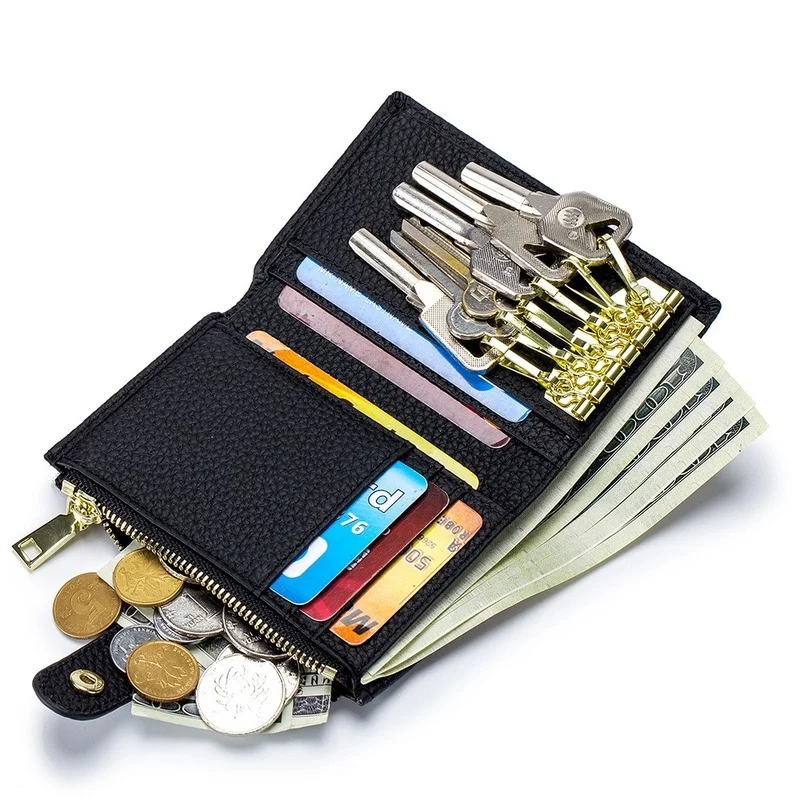 Genuine Leather Short Wallet for Women Key Chain Pouch with Zipper Coin Pocket Money Purse 2021 New Designer Fold Bag
Genuine Leather Short Wallet for Women Key Chain Pouch with Zipper Coin Pocket Money Purse 2021 New Designer Fold Bag