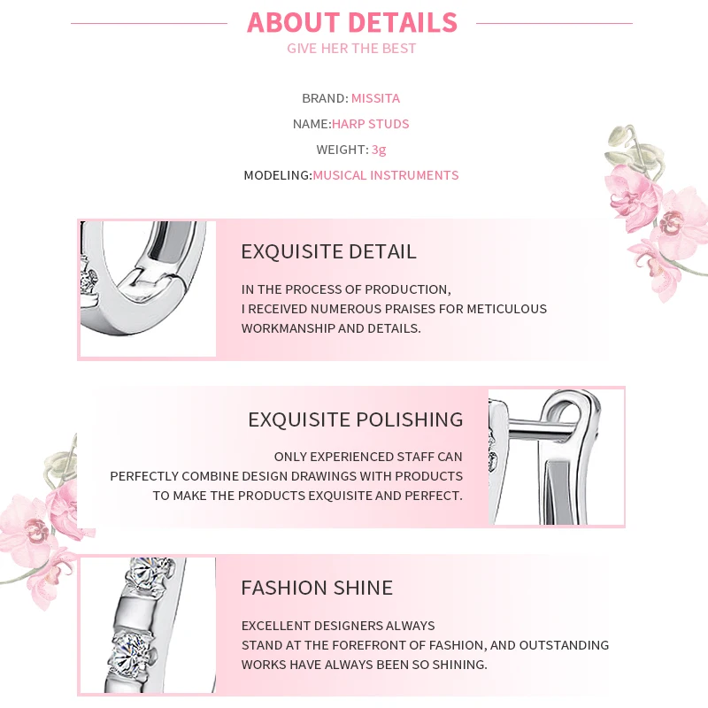 MISSITA New Fashion Crystal Harp Earrings For Women Silver Color Fashion Jewelry Girlfriend Party Gift Hot Sale
MISSITA New Fashion Crystal Harp Earrings For Women Silver Color Fashion Jewelry Girlfriend Party Gift Hot Sale