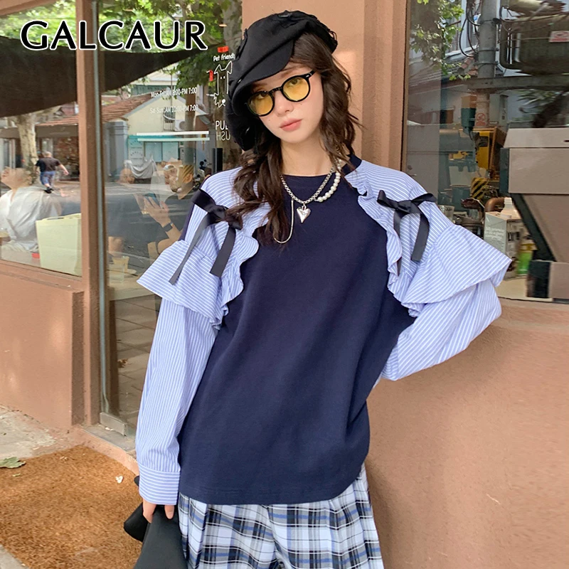 GALCAUR Patchwork Fake Two Piece Sweatshirt For Women Round Collar Long Sleeve Colorblock Sweatshirts Female Korean Fashion 2021
GALCAUR Patchwork Fake Two Piece Sweatshirt For Women Round Collar Long Sleeve Colorblock Sweatshirts Female Korean Fashion 2021