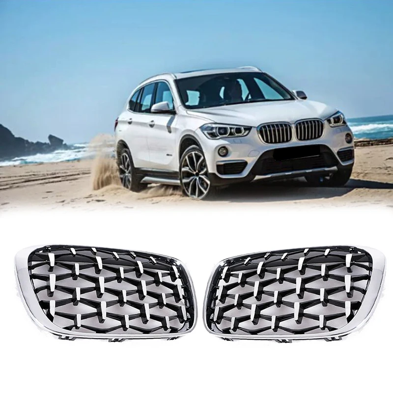 AL21 -Car Diamond Front Kidney Grille Silver For-BMW F48 F49 X1 2016-2019 
AL21 -Car Diamond Front Kidney Grille Silver For-BMW F48 F49 X1 2016-2019