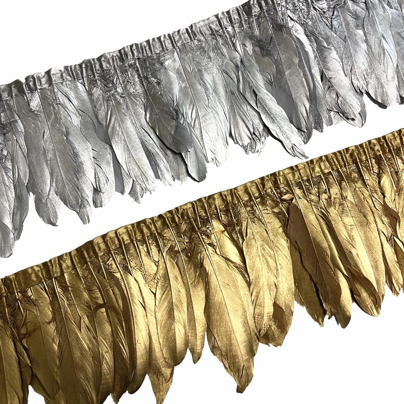2Meters Gold Silver Dipped Goose Feathers for Decoration on Tape Trims Fringe Ribbon Goose Feather Trim DIY Crafts Dress Skirt
2Meters Gold Silver Dipped Goose Feathers for Decoration on Tape Trims Fringe Ribbon Goose Feather Trim DIY Crafts Dress Skirt