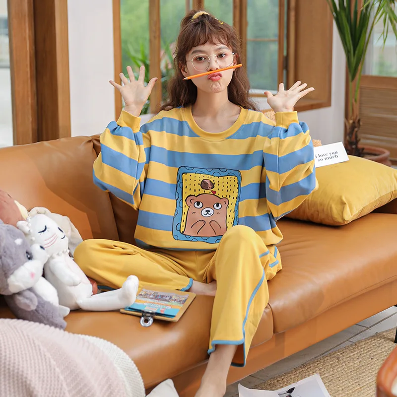 Cotton Long Sleeve Pajamas Set Sleepwear Spring Autumn Women Sleep Set Pyjamas Sweet Girls Nightwear Casual Bathrobe Homewear
Cotton Long Sleeve Pajamas Set Sleepwear Spring Autumn Women Sleep Set Pyjamas Sweet Girls Nightwear Casual Bathrobe Homewear