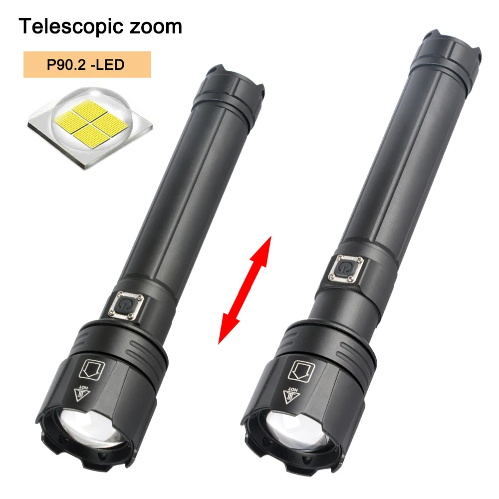 XHP90.2 Ultra Bright LED Flashlight Rechargeable USB Torch Zoomable Tactical Hand Lamp Camping Hiking Lamp Without Battery 18650
XHP90.2 Ultra Bright LED Flashlight Rechargeable USB Torch Zoomable Tactical Hand Lamp Camping Hiking Lamp Without Battery 18650