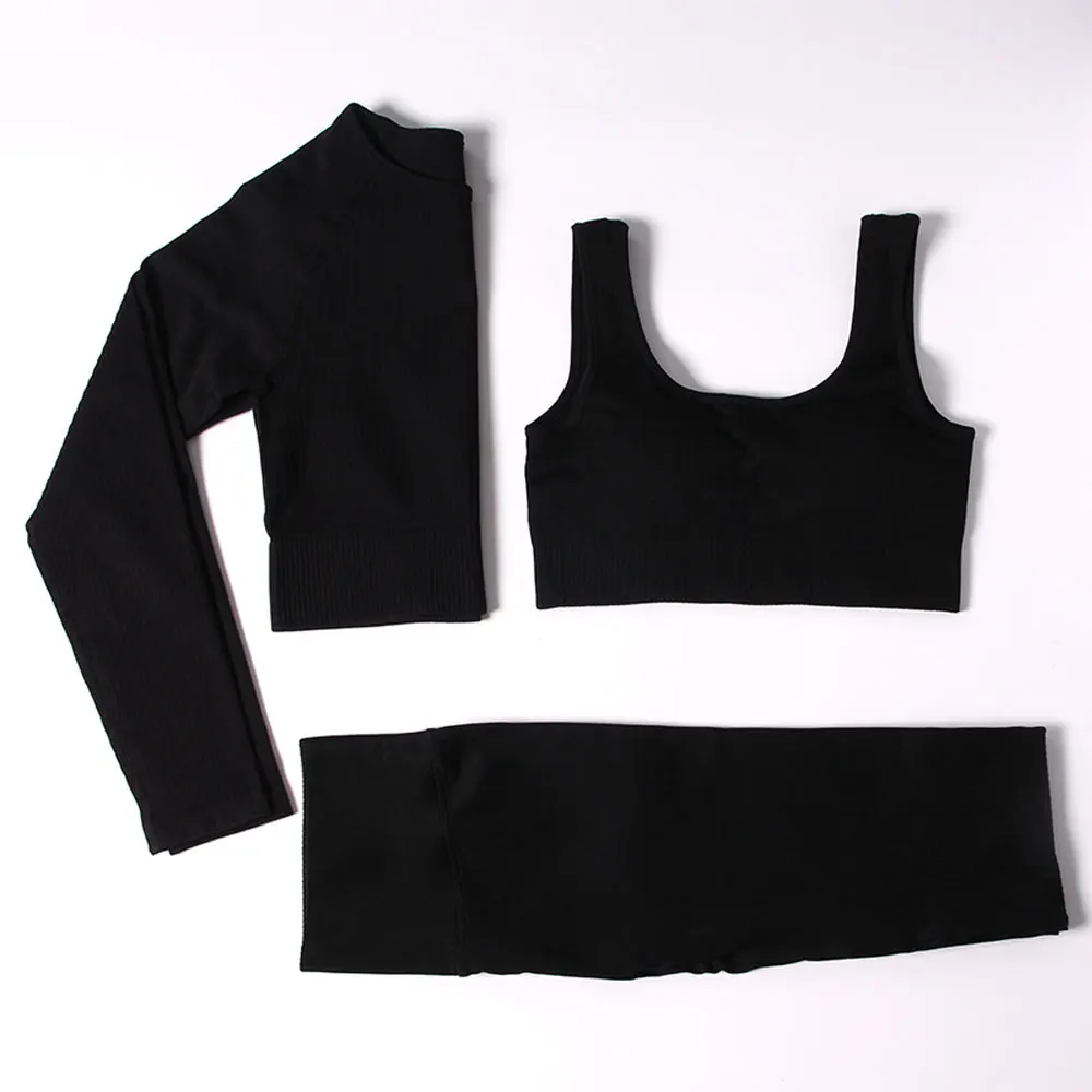 Women Fitness Sports Solid Suit Long Sleeve Seamless Yoga Gym Clothing High Waist Leggings 2/3 Piece Set Clothing Sets Women
Women Fitness Sports Solid Suit Long Sleeve Seamless Yoga Gym Clothing High Waist Leggings 2/3 Piece Set Clothing Sets Women