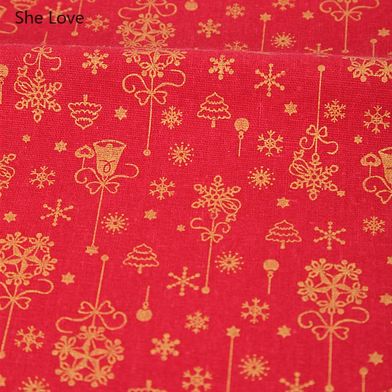 She Love Рождественское украшение Снежинка колокольчики напечатаны хлопок ткань
