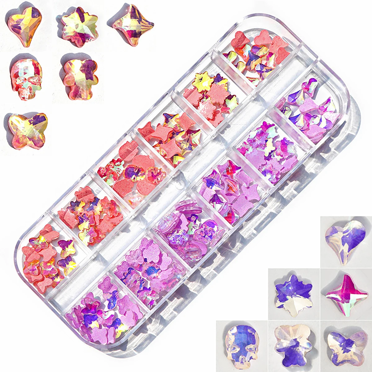 1Box /12 Grids DIY Nail Art Acrylic Rhinestone Flat Decoration Accessories Laser Holography 3D Sweet Glitter Decal 5X13cm
1Box /12 Grids DIY Nail Art Acrylic Rhinestone Flat Decoration Accessories Laser Holography 3D Sweet Glitter Decal 5X13cm