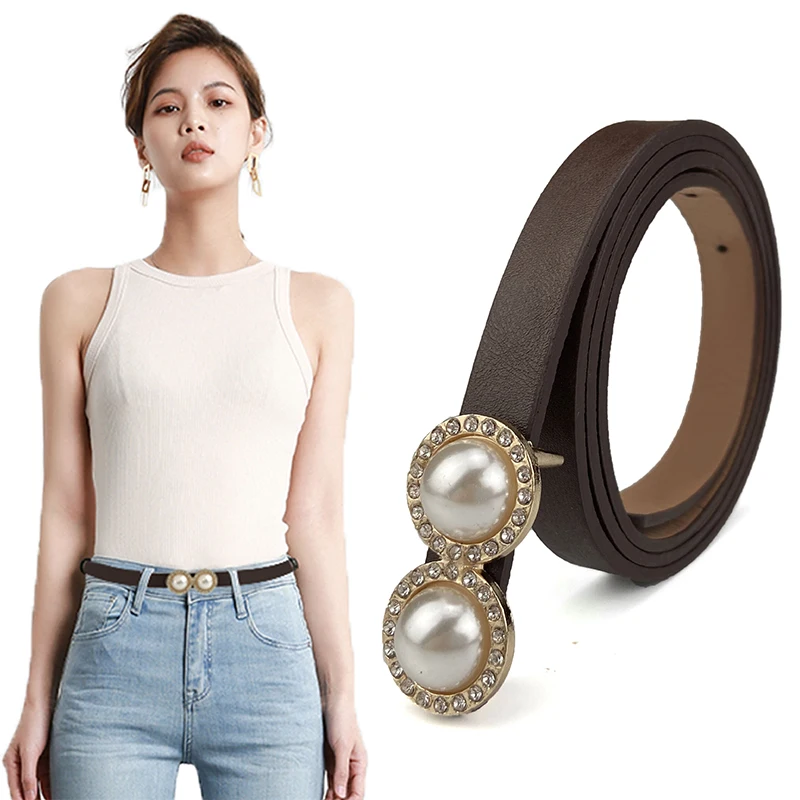 Women's Smooth Buckle Pearl Thin Korean Style Ladies Small Belt Fashion Dress High Quality Leather Woman Belts Luxury Designer
Women's Smooth Buckle Pearl Thin Korean Style Ladies Small Belt Fashion Dress High Quality Leather Woman Belts Luxury Designer