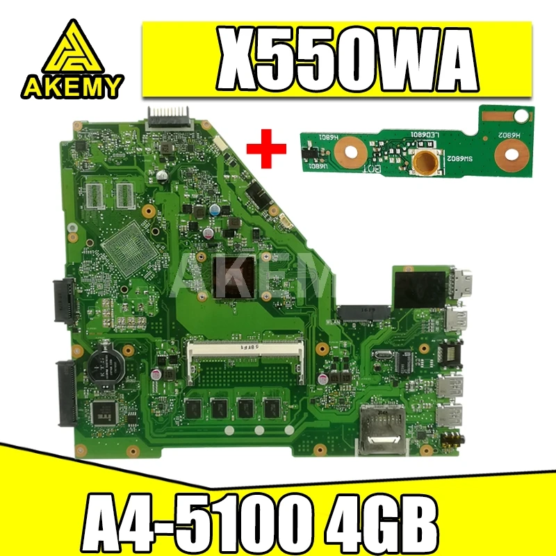 For Asus X550WAK X550WA X550WE X550W D552W X552WE A4-5100 4GB laptop motherboard tested 100% work original mainboard
For Asus X550WAK X550WA X550WE X550W D552W X552WE A4-5100 4GB laptop motherboard tested 100% work original mainboard