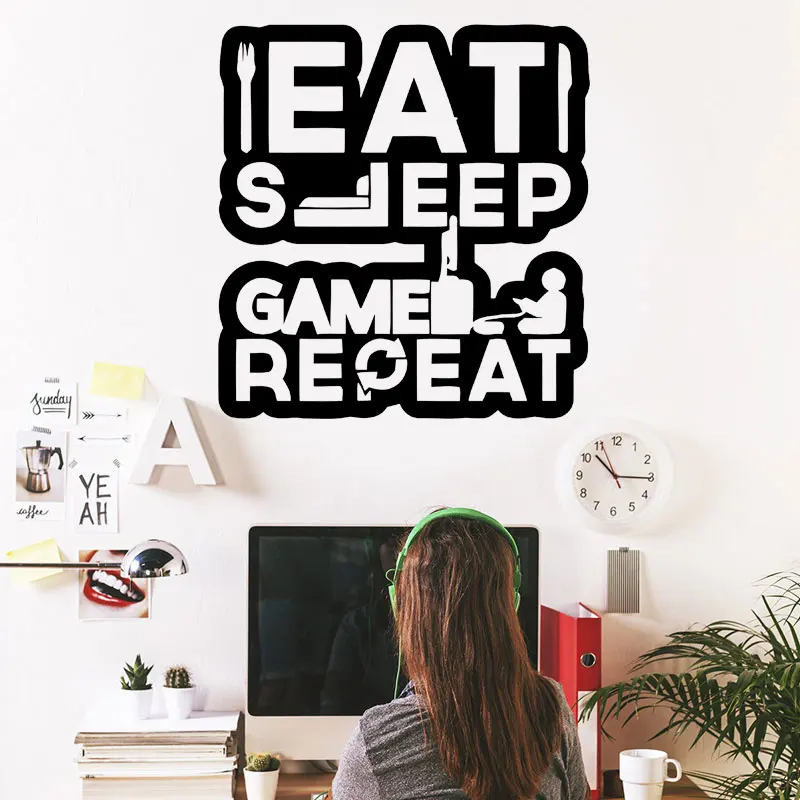 Eat Sleep Game Repeat Vinyl Kids Room Decor Wall Sticker Teens Game Room Playroom Decoration Wall Decal Mural Wall Poster C13-45
Eat Sleep Game Repeat Vinyl Kids Room Decor Wall Sticker Teens Game Room Playroom Decoration Wall Decal Mural Wall Poster C13-45