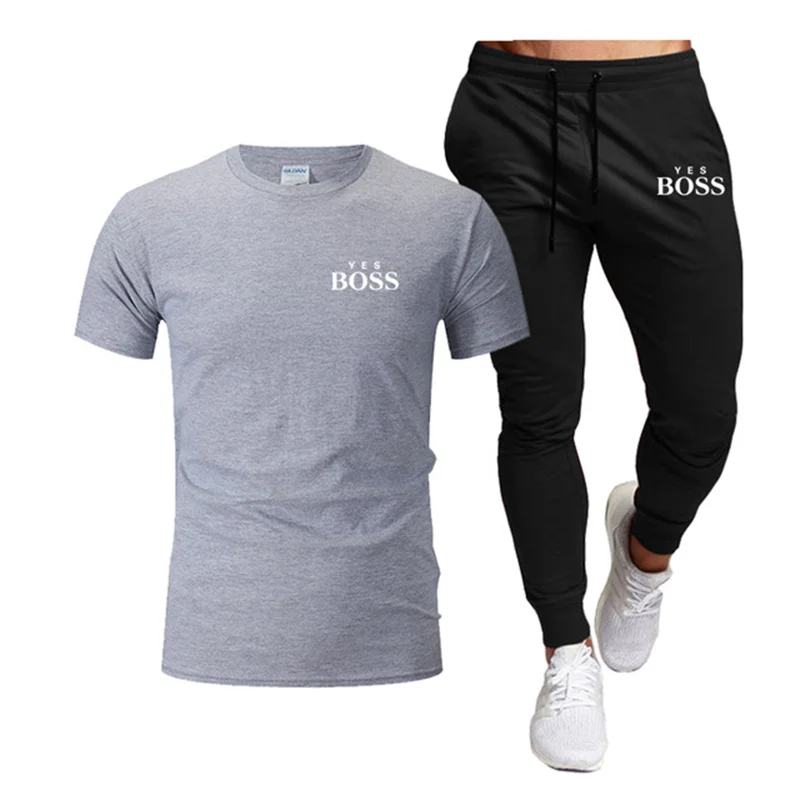 Men's running suit sportswear sports round neck T-shirt + jogging pants quick-drying sportswear sportswear fitness fashion men
Men's running suit sportswear sports round neck T-shirt + jogging pants quick-drying sportswear sportswear fitness fashion men