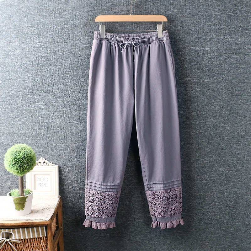 Autumn Winter Women Pants Mori Girl Literature Fresh Elastic Waist Lace Cotton linen Solid Color Loose Harem Pants
Autumn Winter Women Pants Mori Girl Literature Fresh Elastic Waist Lace Cotton linen Solid Color Loose Harem Pants