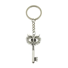 Factory Price Big Eye Owl Treasure Key Pendant Key Ring Metal Chain Silver Color Men Car Gift Souvenirs Keychain Dropshipping