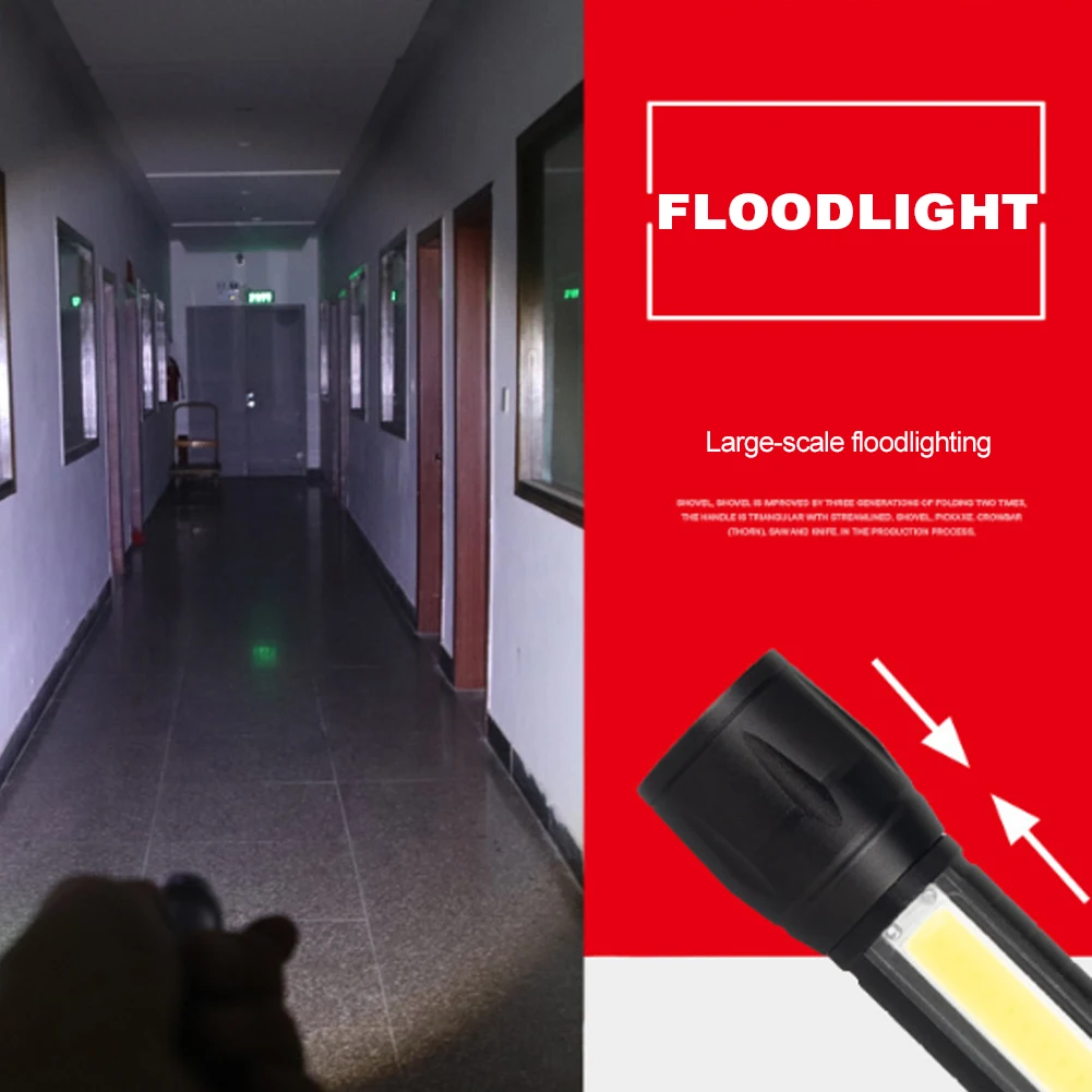 Rechargable Portable LED Flashlight COB+XPE LED Torch Waterproof Camping Lantern Zoomable Focus Light Flashlight for Car Repair
Rechargable Portable LED Flashlight COB+XPE LED Torch Waterproof Camping Lantern Zoomable Focus Light Flashlight for Car Repair