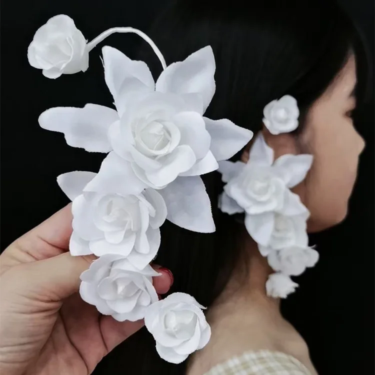 New Mori Korean Ear Hang Side Hair Decoration Bride Jewelry Sweet White Flower Earring Romantic Wedding Hair Accessories
New Mori Korean Ear Hang Side Hair Decoration Bride Jewelry Sweet White Flower Earring Romantic Wedding Hair Accessories