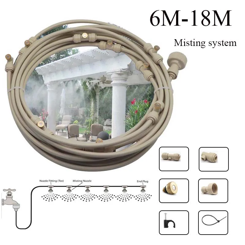 Water spray Outdoor Garden water fog mist cooling system with brass nozzles for greenhose flowers plants fog machine 6M to18M
Water spray Outdoor Garden water fog mist cooling system with brass nozzles for greenhose flowers plants fog machine 6M to18M