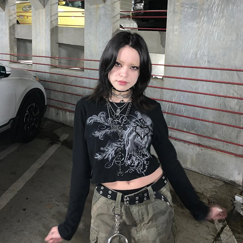 Graphic Grunge Fairycore Style Full Sleeve T Shirt Animal Printed Goth Y2K Aesthetic Tee Shirt Alternative Punk Cute Tops
Graphic Grunge Fairycore Style Full Sleeve T Shirt Animal Printed Goth Y2K Aesthetic Tee Shirt Alternative Punk Cute Tops
