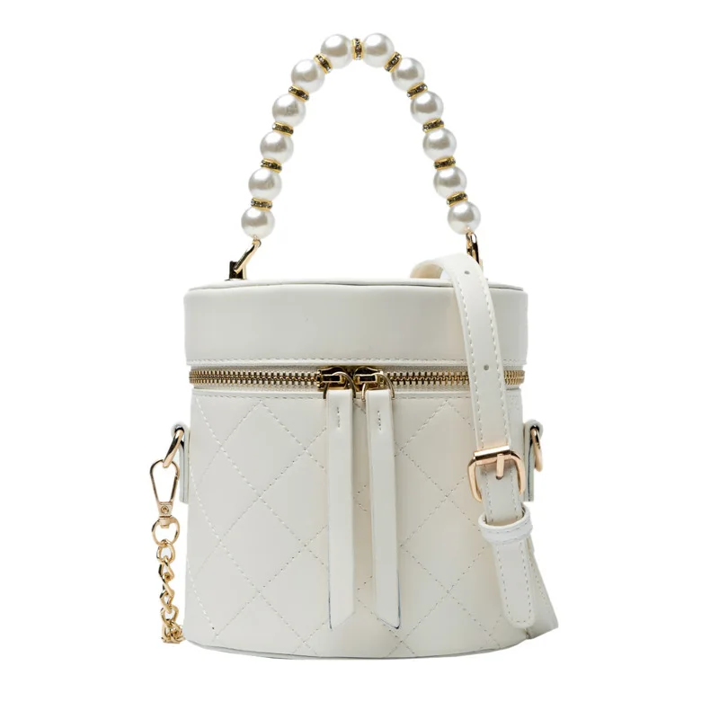 Cylinder Bag Women's New European Style Fashion Pearl Chain Accessories Handbag PU Leather Chain Female's Messenger Round Bag
Cylinder Bag Women's New European Style Fashion Pearl Chain Accessories Handbag PU Leather Chain Female's Messenger Round Bag