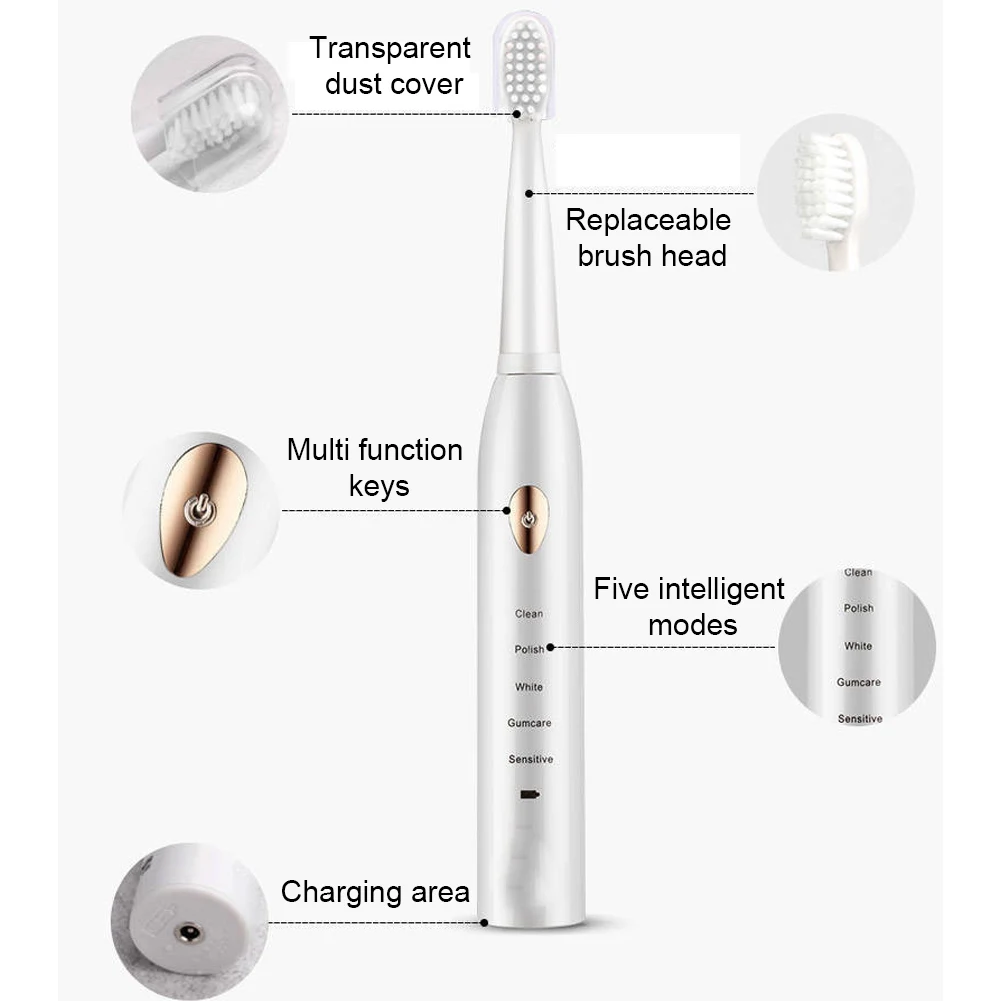 Rechargeable Electric Toothbrush Ultrasonic Sonic Tooth Brushes Electronic Whitening Teeth Brush
Rechargeable Electric Toothbrush Ultrasonic Sonic Tooth Brushes Electronic Whitening Teeth Brush