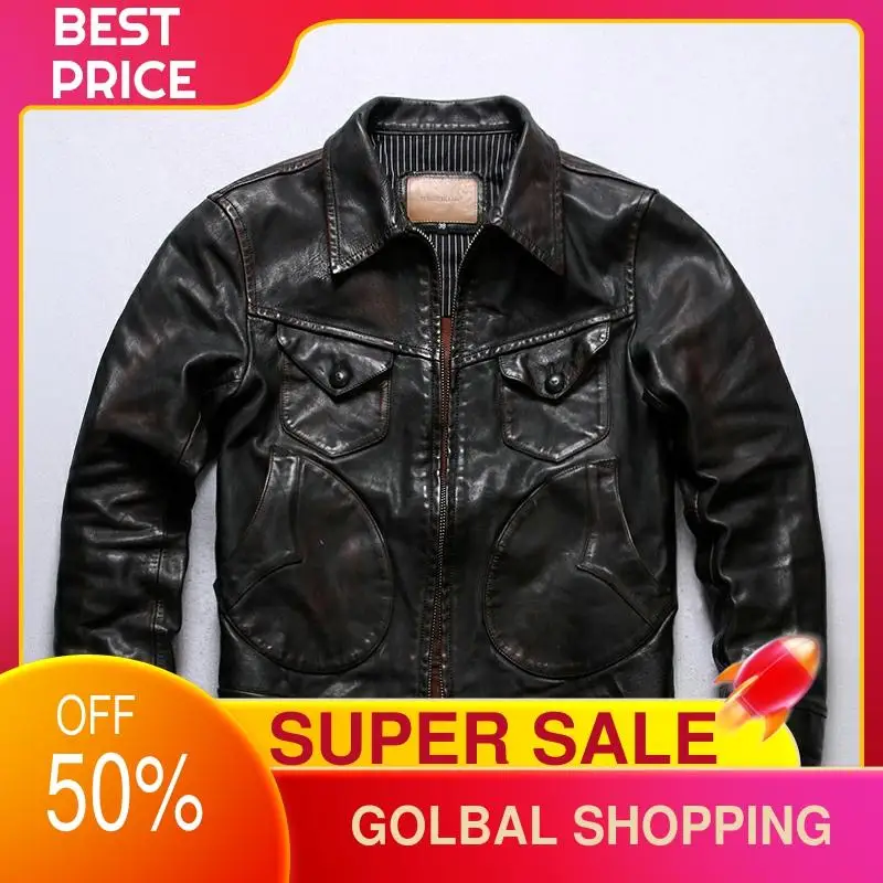 2021 Vintage Black Japan Casual Style Genuine Leather Jacket Men Plus Size 3XL Real Natural Horsehide Slim Fit Autumn Coat
2021 Vintage Black Japan Casual Style Genuine Leather Jacket Men Plus Size 3XL Real Natural Horsehide Slim Fit Autumn Coat