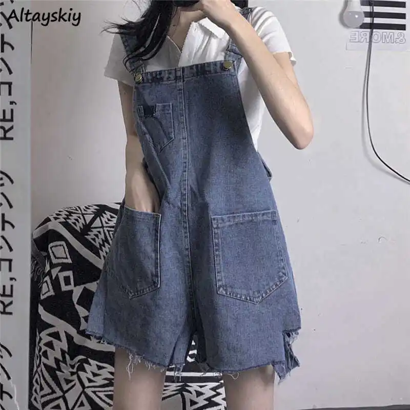 Women Rompers Ripped Holes Chic Stylish Students Denim Suspenders Playsuits Wide Leg Casual Vintage Fur-lined Teens Kawaii Sweet
Women Rompers Ripped Holes Chic Stylish Students Denim Suspenders Playsuits Wide Leg Casual Vintage Fur-lined Teens Kawaii Sweet