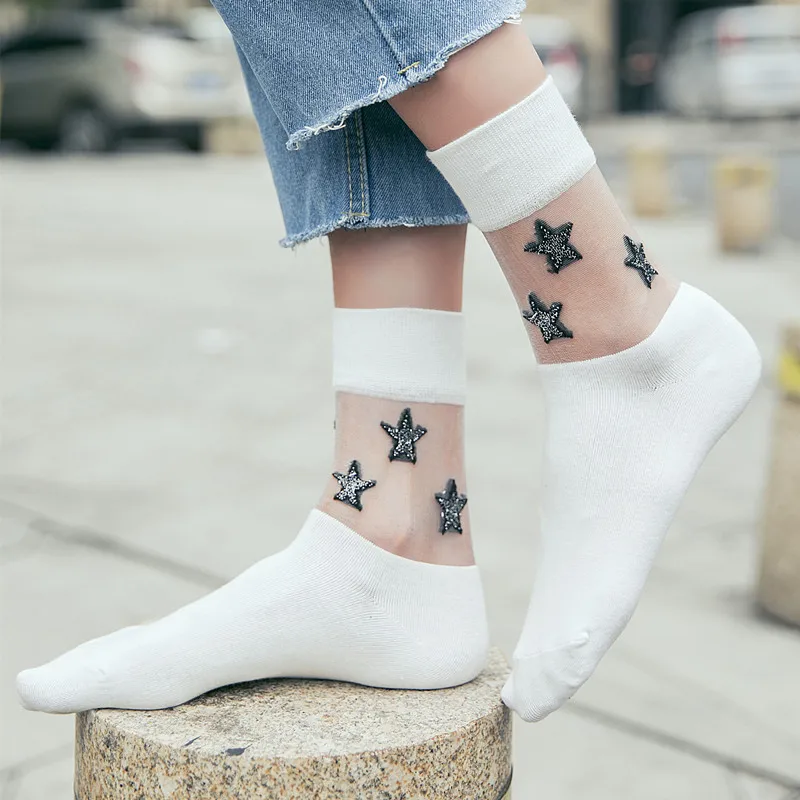 Shiny Socks New Fashion Embroidery Beaded Bee Glitter Silver Flanging Wild In Tube Socks Transparent Elastic Hosiery
Shiny Socks New Fashion Embroidery Beaded Bee Glitter Silver Flanging Wild In Tube Socks Transparent Elastic Hosiery