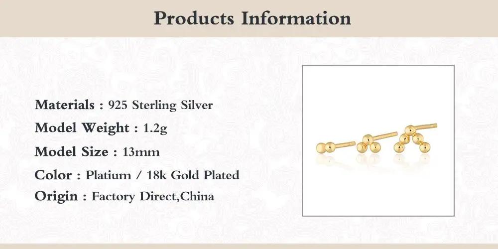 BOAKO 3pcs 925 Sterling Silver Piercing Stud Earrings for Women Minimalist Cartilage Earrings Pendientes 18k Gold Plated Jewelry
BOAKO 3pcs 925 Sterling Silver Piercing Stud Earrings for Women Minimalist Cartilage Earrings Pendientes 18k Gold Plated Jewelry