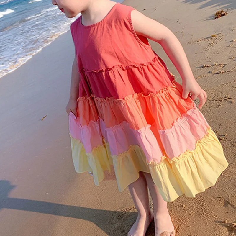 2021 Square Collar Rainbow Dress Kids Clothes Cartoons Dress Elegant Cute Summer Sleevelss Princess Dress Girls Casual Clothing
2021 Square Collar Rainbow Dress Kids Clothes Cartoons Dress Elegant Cute Summer Sleevelss Princess Dress Girls Casual Clothing