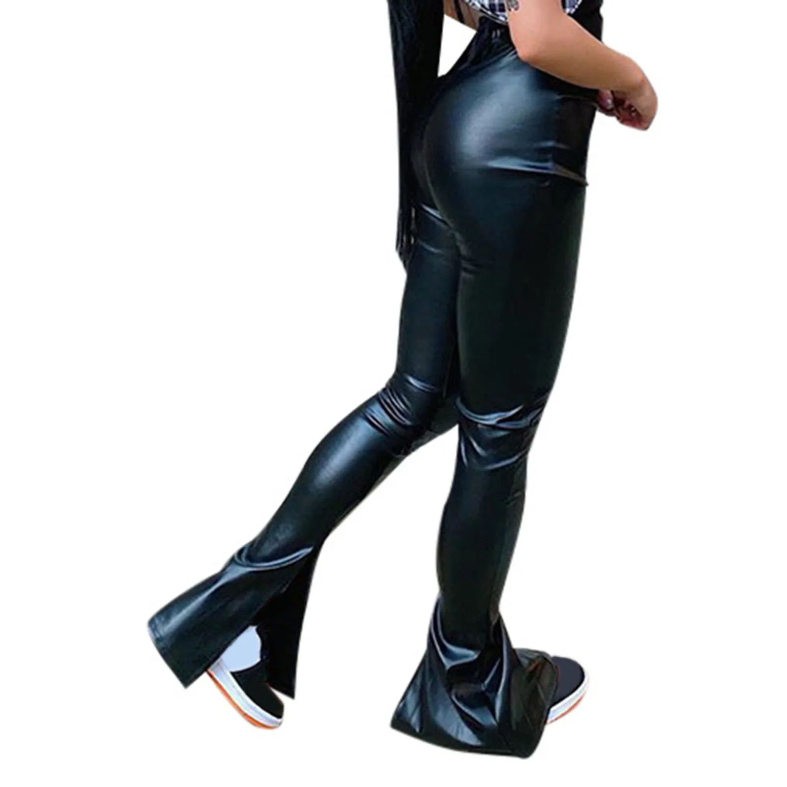 Sexy Women Pants Side Slit Faux Leather Flare Pants High Waist Bell-bottom Trousers Women Clothing femme pantalon
Sexy Women Pants Side Slit Faux Leather Flare Pants High Waist Bell-bottom Trousers Women Clothing femme pantalon