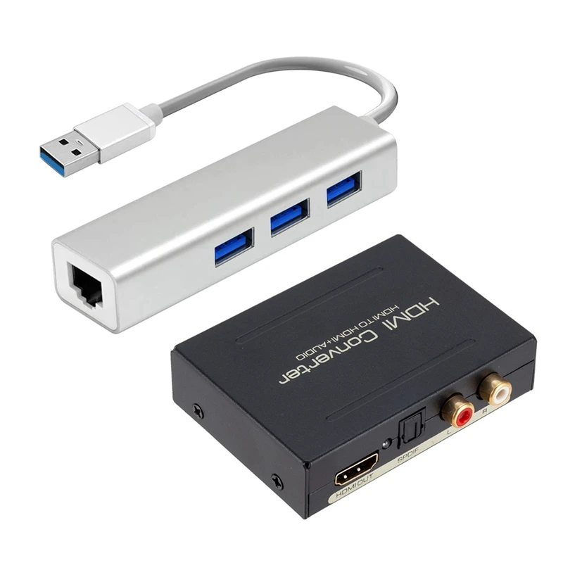 RCA Analog Audio Extractor Converter Splitter With USB Ethernet With 3 Port USB HUB 3.0 RJ45 Lan Network Card
RCA Analog Audio Extractor Converter Splitter With USB Ethernet With 3 Port USB HUB 3.0 RJ45 Lan Network Card