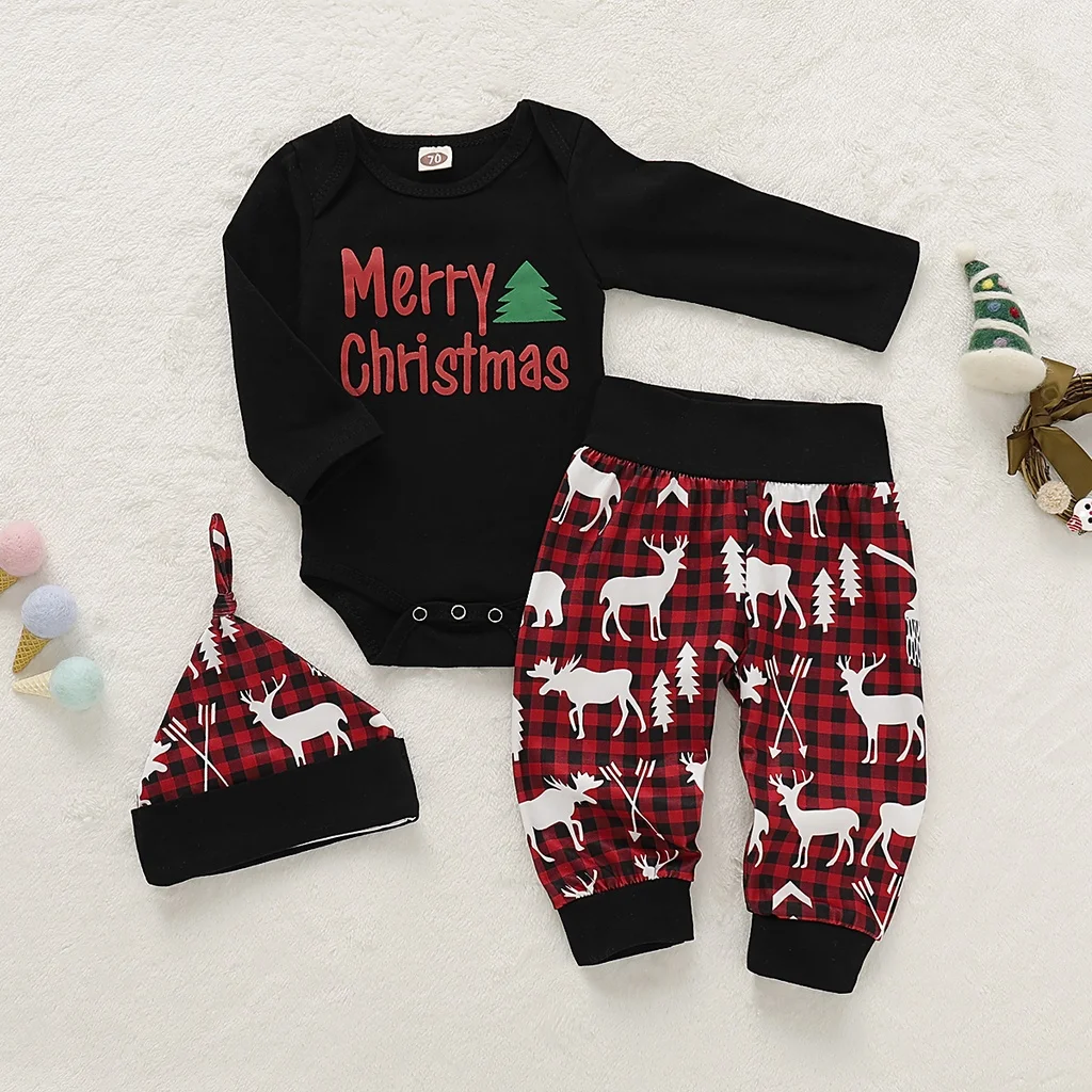 Newborn Baby Clothes Baby Boy Romper "Marry Christmas" Printing long Sleeved Jumpsuit Pants 3Pcs Set Baby Bodysuit Outfits Suit
Newborn Baby Clothes Baby Boy Romper "Marry Christmas" Printing long Sleeved Jumpsuit Pants 3Pcs Set Baby Bodysuit Outfits Suit
