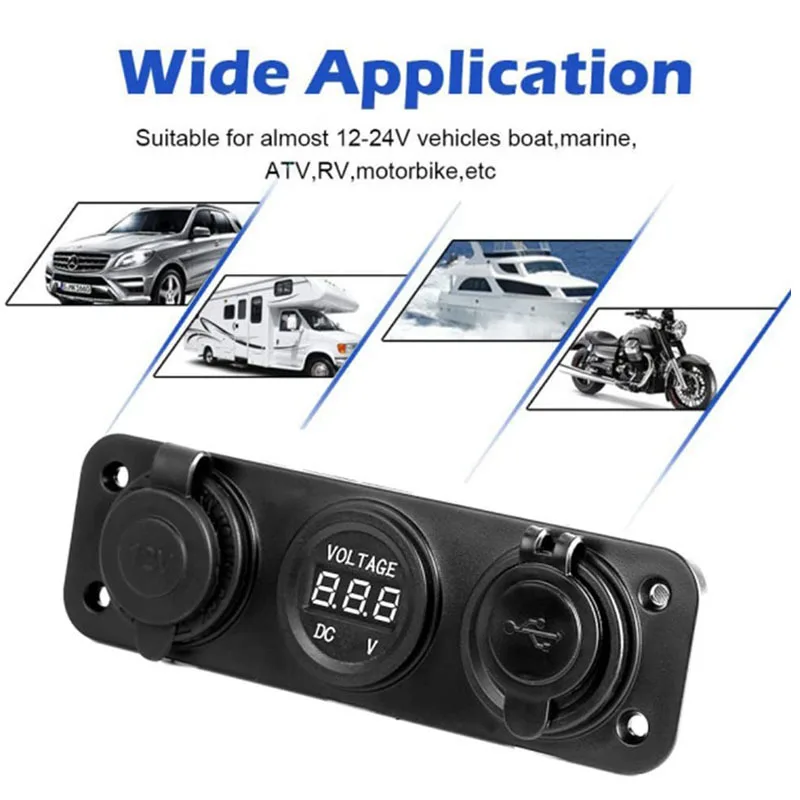 Durable And 3 In 1 Car Cigarette Lighter Digital Voltmeter Dual USB Power Charger 12V Power Socket Dustproof And Waterproof
Durable And 3 In 1 Car Cigarette Lighter Digital Voltmeter Dual USB Power Charger 12V Power Socket Dustproof And Waterproof
