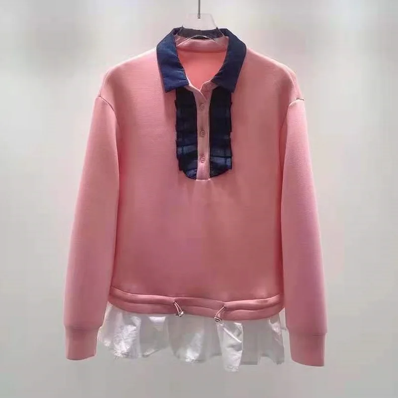 High Quality Sweatshirts 2021 Autumn Fashion Green Pink Blue Tops Ladies Drawstring Waist White Ruffle Deco Casual Sweatshirts
High Quality Sweatshirts 2021 Autumn Fashion Green Pink Blue Tops Ladies Drawstring Waist White Ruffle Deco Casual Sweatshirts