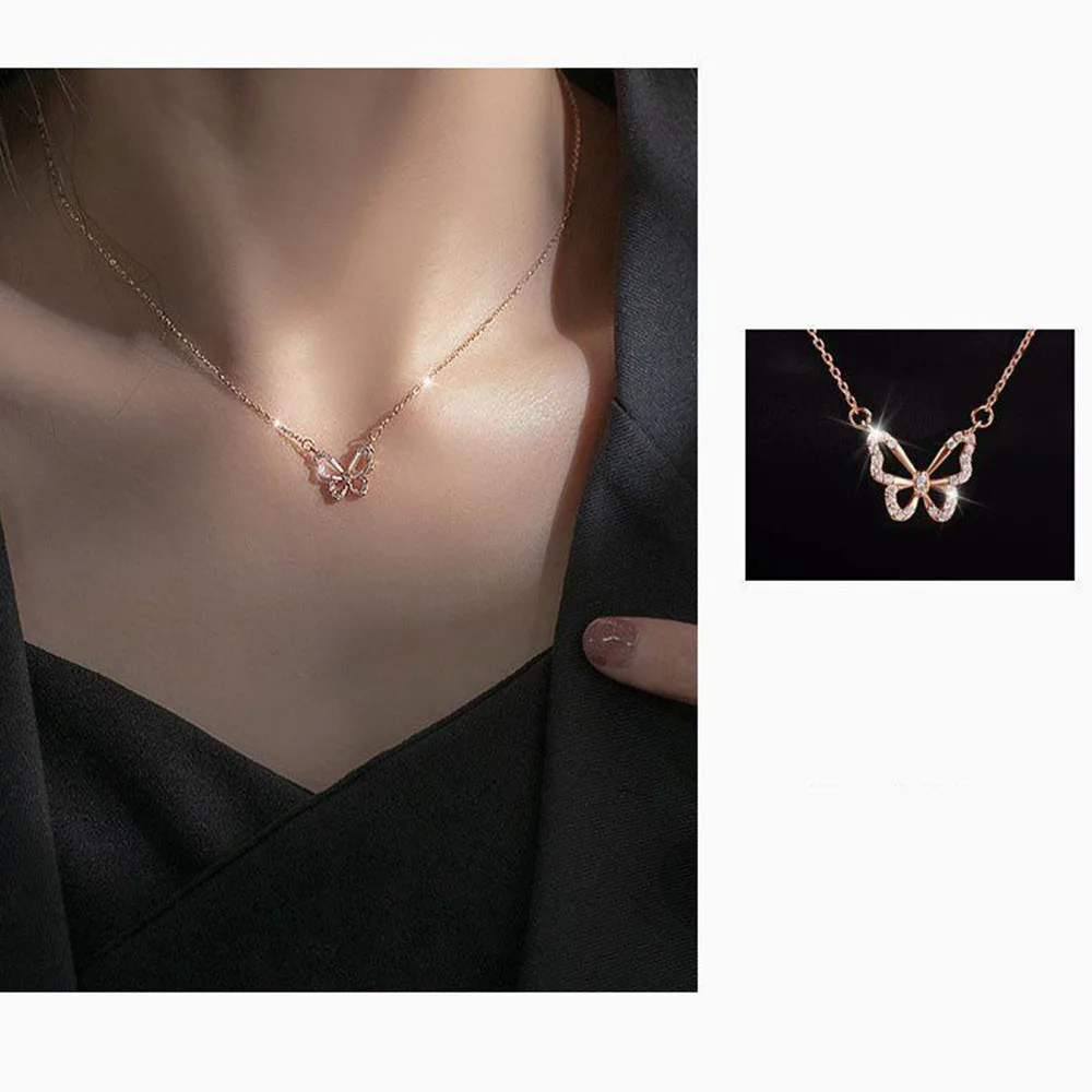 Korean Temperament Silver Gold Hollow Cubic Zirconia Butterfly Short Clavicle Necklaces for Girl Women Necklace Neck Decoration
Korean Temperament Silver Gold Hollow Cubic Zirconia Butterfly Short Clavicle Necklaces for Girl Women Necklace Neck Decoration