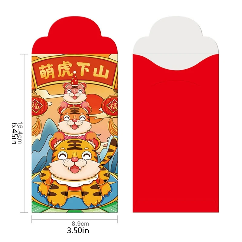 6 шт. 2022 красные конверты с китайским знаком зодиака на новый год милые карманы