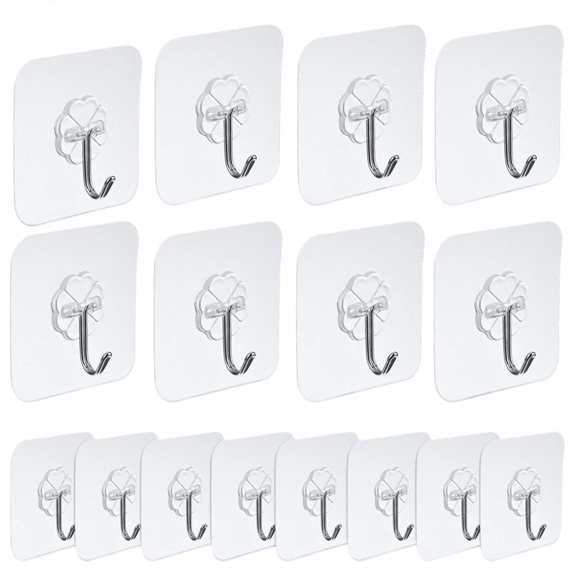 16 pieces wall hooks self-adhesive transparent hooks 7 cm x 7 cm hooks for the kitchen bathroom door ceiling bracket 16 stukken
16 pieces wall hooks self-adhesive transparent hooks 7 cm x 7 cm hooks for the kitchen bathroom door ceiling bracket 16 stukken