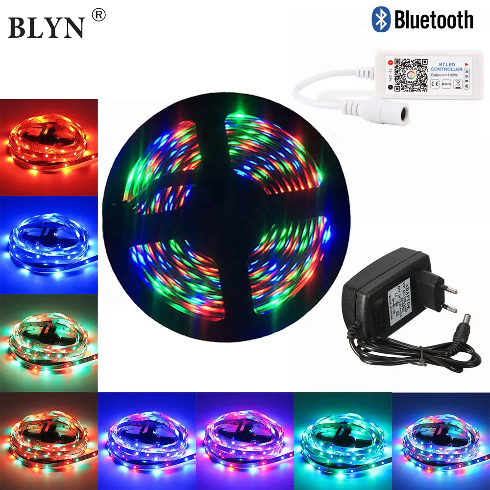 WIFI Bluetooth RGB LED Strip 12V Flexible Diode Tape 5M 10M Waterproof Ribbon Smart Phone Control Alexa Google Assistant Adapter | Лампы и