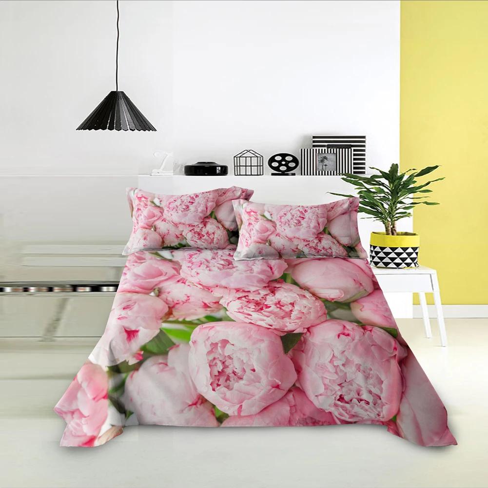 

Постельное белье, домашний текстиль, 3D Рисунок розы, плоские простыни, постельное белье для двуспальной кровати, дышащие покрывала
