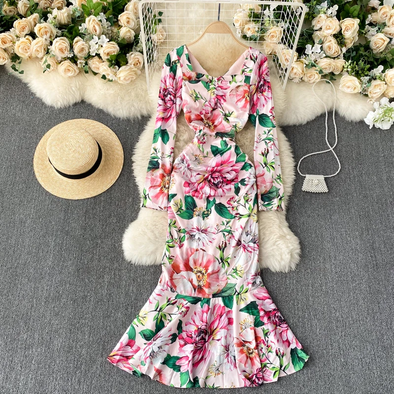 Elegant Square Collar Floral Print Sexy Evening Party Midi Dress New Spring Fashion Women Long Sleeve Mermaid Dress
Elegant Square Collar Floral Print Sexy Evening Party Midi Dress New Spring Fashion Women Long Sleeve Mermaid Dress