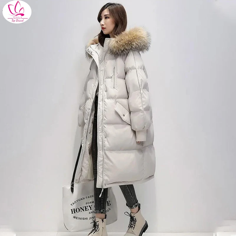 Women's Winter Long Down Cotton Jacket Korean Stye Large Fur Collar Hooded Thick Parkas Warm Loose Clothing Women Coat 2021
Women's Winter Long Down Cotton Jacket Korean Stye Large Fur Collar Hooded Thick Parkas Warm Loose Clothing Women Coat 2021