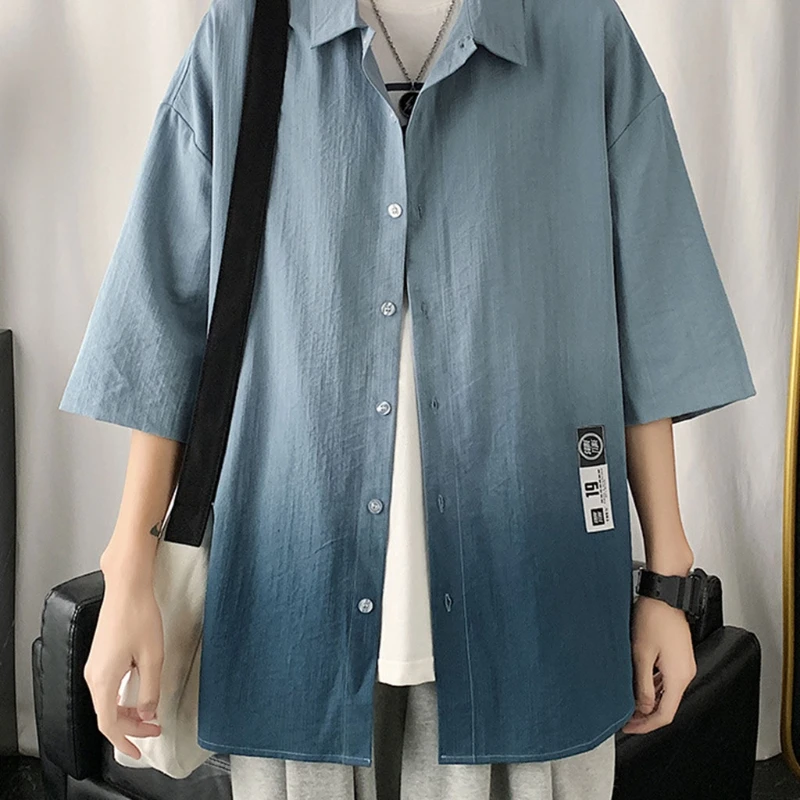 K3NF Mens Summer Short Sleeve Button Down Shirts Harajuku Gradient Color Printed Loose Blouse Casual Lapel Holiday Streetwear
K3NF Mens Summer Short Sleeve Button Down Shirts Harajuku Gradient Color Printed Loose Blouse Casual Lapel Holiday Streetwear