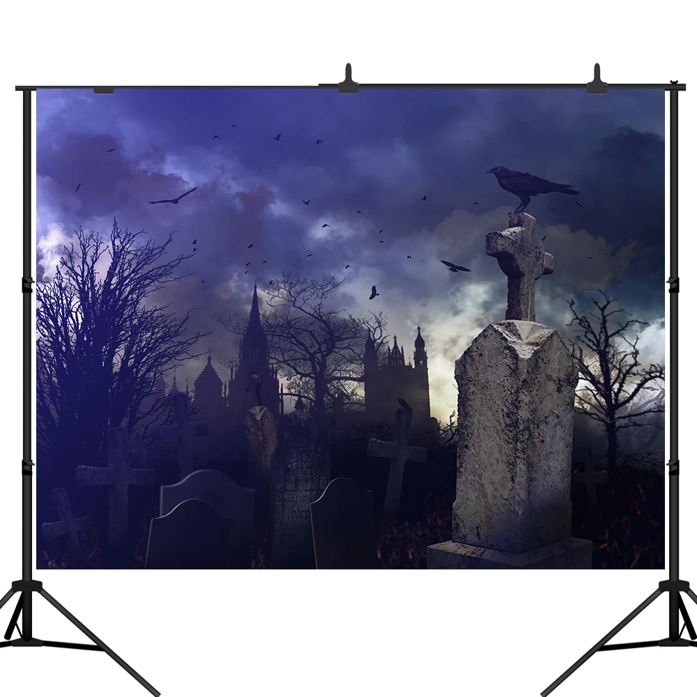 Виниловый фон Lyavshi для фотосъемки на Хэллоуин с изображением пасмурной ночи туманного замка дерева вороны кладбища
Виниловый фон Lyavshi для фотосъемки на Хэллоуин с изображением пасмурной ночи туманного замка дерева вороны кладбища