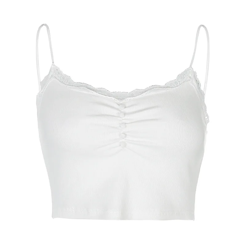 2021 spring new solid color lace stitching small suspender women's pleated backless vest top
2021 spring new solid color lace stitching small suspender women's pleated backless vest top