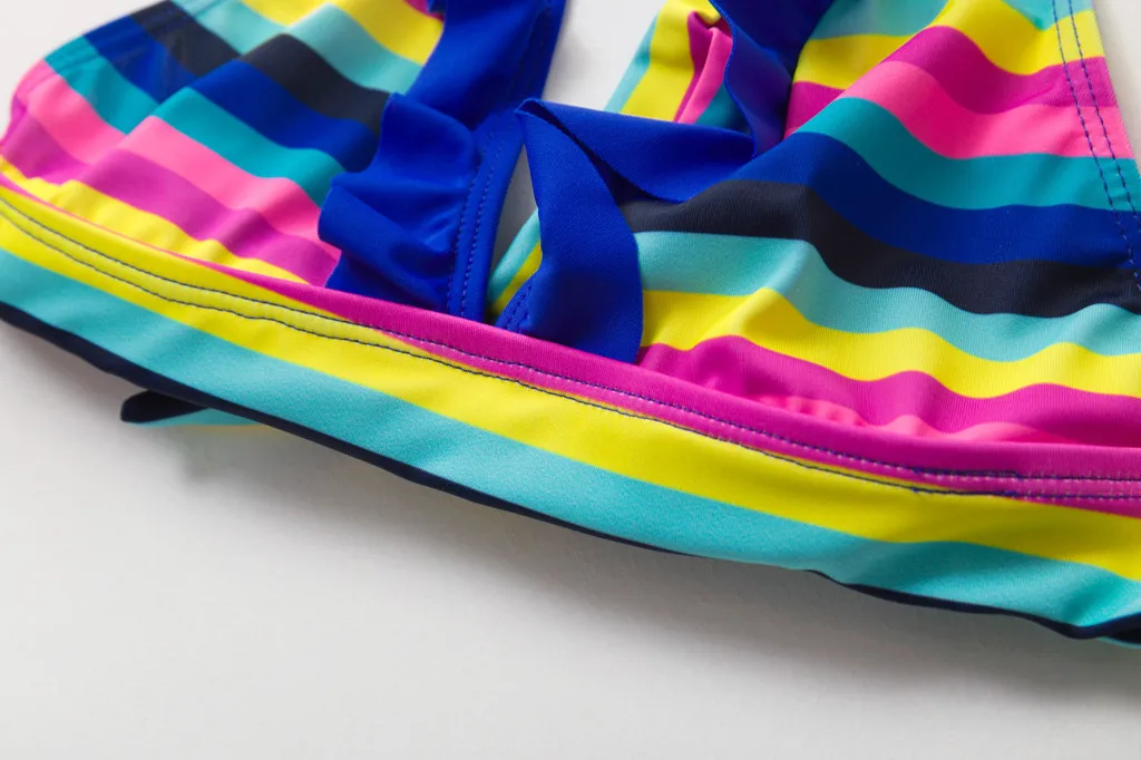Rainbow Striped Two-pieces Swimwear Ruffles Swimsuit Bikini Outfit Teen Kids Girls Baby Swimming #2244
Rainbow Striped Two-pieces Swimwear Ruffles Swimsuit Bikini Outfit Teen Kids Girls Baby Swimming #2244