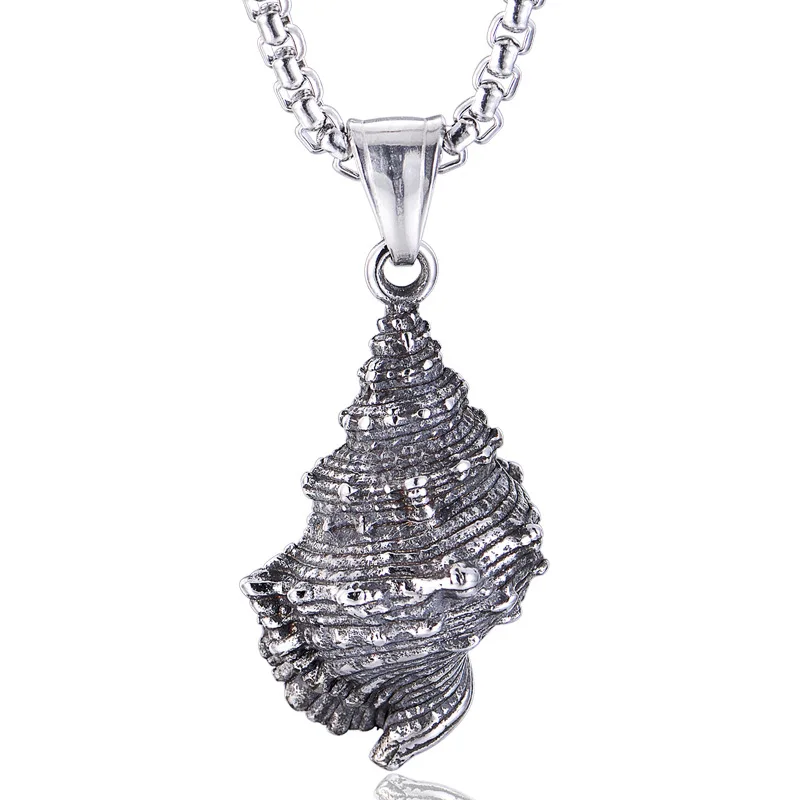 European and American stainless steel jewelry men's necklace retro conch shell titanium steel pendant
European and American stainless steel jewelry men's necklace retro conch shell titanium steel pendant